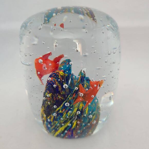 Vintage Glass Aquarium Paperweight - Blown Fish, Coral & Controlled Bubbles - Picture 8 of 8